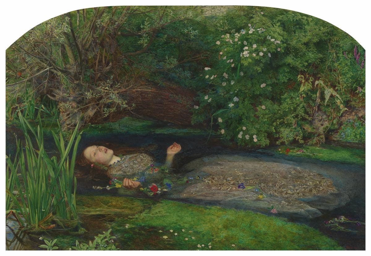 John Everett Millais, Ophelia , 1851-52